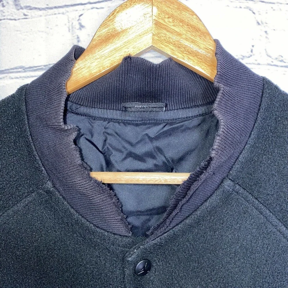 Nike Air Jordan Jumpman Leather Wool Jacket Letterman Varsity Black Red XXL